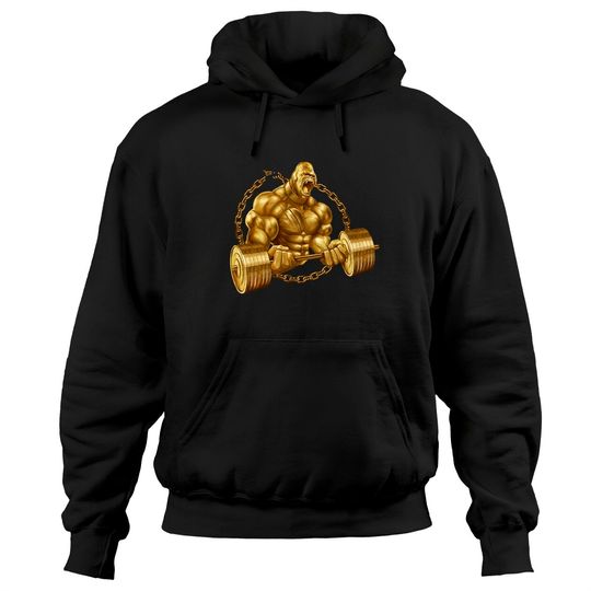 Discover Gorilla Weightlifting Gold Beast Bodybuilding Gym Fitness Pullover Hoodie