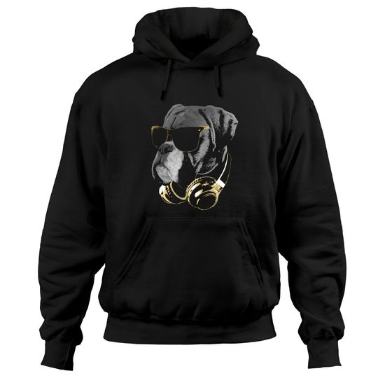 Discover Boxer Dog WIth Sunglasses And Headphones Hoodies