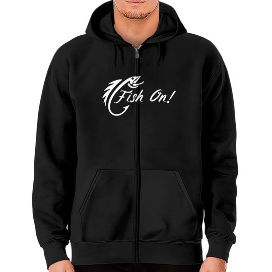 Discover Fish On Fishing Hook Bait Fisherman Gift Idea Fishing Lover Zip Hoodie