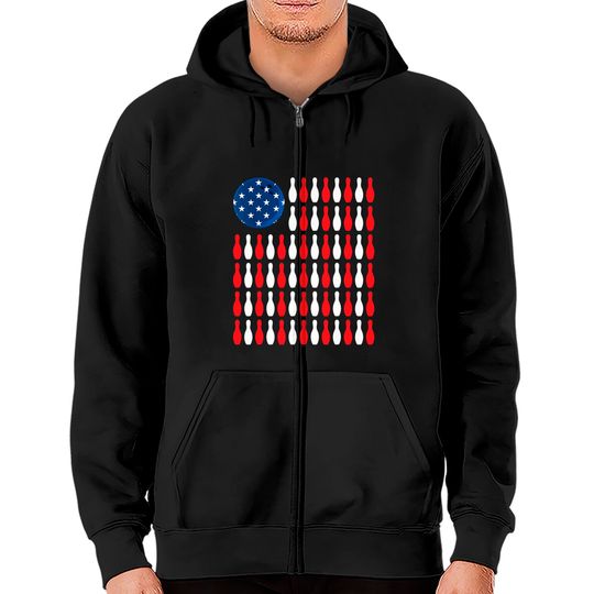 Discover American Flag - Patriotic Bowler & Bowling Zip Hoodie