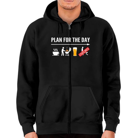 Discover Funny Bbq Zip Hoodie For Men Coffee, Grilling, Beer Adult Humor Zip Hoodie