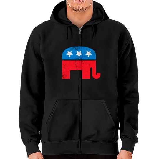 Discover Distressed Republican Elephant Zip Hoodie
