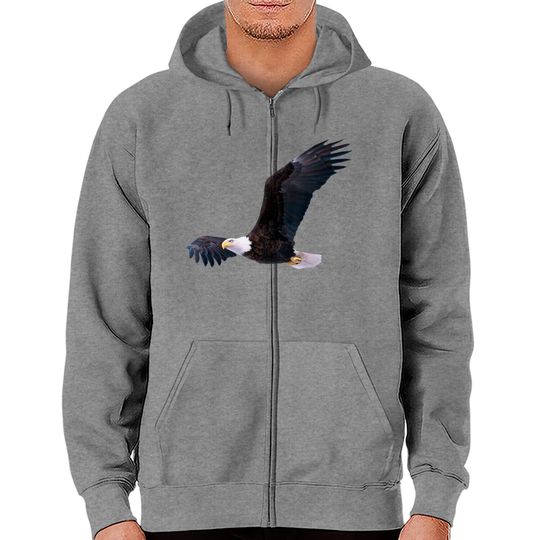 Discover Elegant American Bald Eagle In Flight Photo Portrait Zip Hoodie