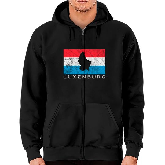 Discover Luxembourg Flag Silhouette Outline Europe Zip Hoodie