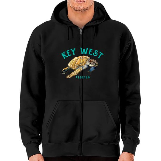 Discover Key West Florida Happy Sea Turtle Zip Hoodie
