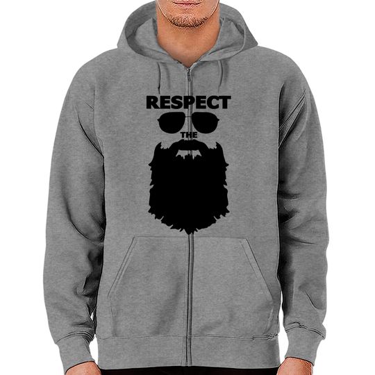 Discover Respect The Beard Novelty Graphic Zip Hoodie