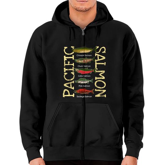 Discover Pacific Salmon Fishing Zip Hoodie