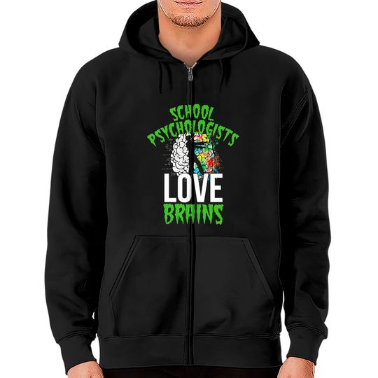 Discover School Psychologists Love Brains Halloween Teacher Counselor Zip Hoodie