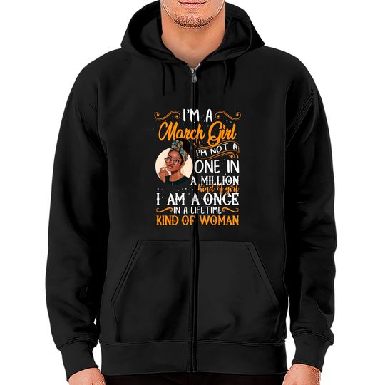 Discover I'm A March Girl Black Women Pisces Zip Hoodie