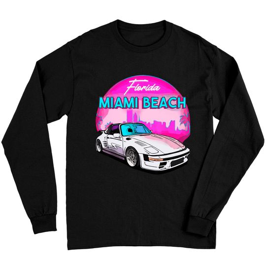 Discover Miami Men's Long Sleeves Palm Trees and Vintage Car