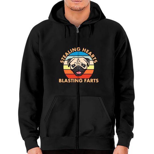 Discover Stealing Hearts And Blasting Farts Dog Pug Zip Hoodie
