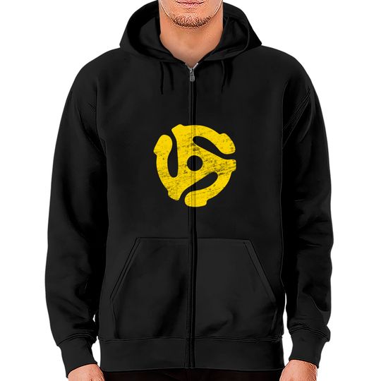 Discover Vinyl Record 45 Rpm Spindle Adapter Zip Hoodie