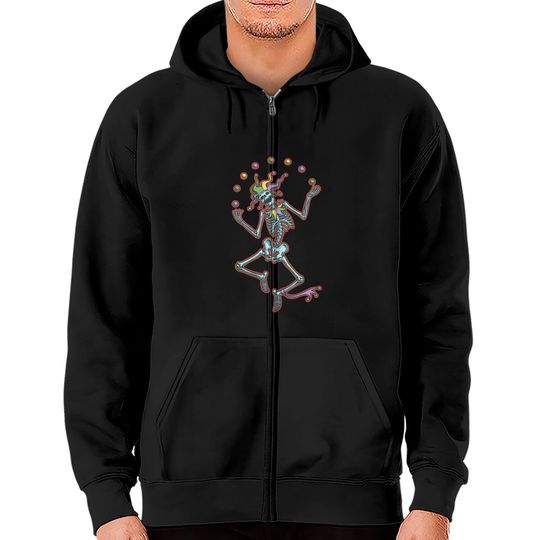 Discover Juggling Jester Juggle Skeleton Zip Hoodie