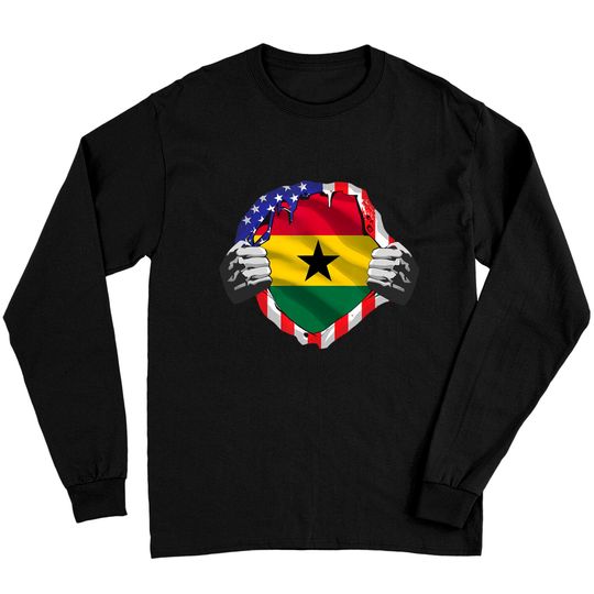 Discover Ghana Roots USA Flag Immigrant Long Sleeves