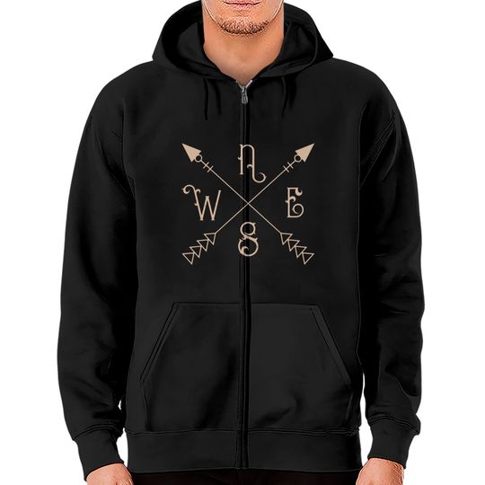 Discover Compass North South East West Essential Zip Hoodies