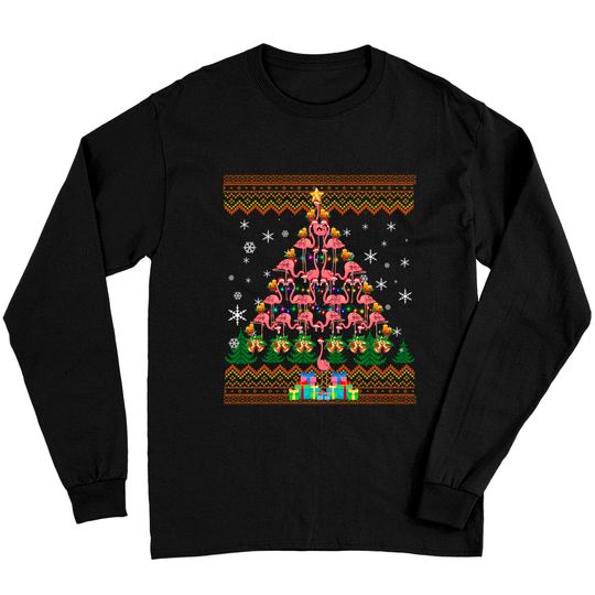 Discover Flamingo Christmas Ugly Sweater Christmas Tree Long Sleeve