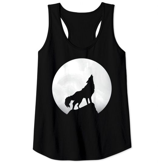 Discover Wolf Howling Moon Light Lone Wolf Tank Top