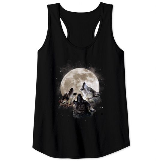 Discover Three Wolves Howling at the Moon Wolf Lover Tank Top