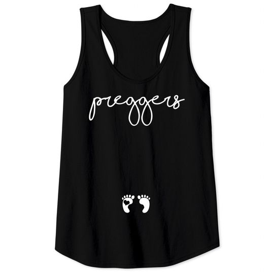 Discover Womens Preggers Funny Saying Baby Footprint for Pregnant Women Tank Top