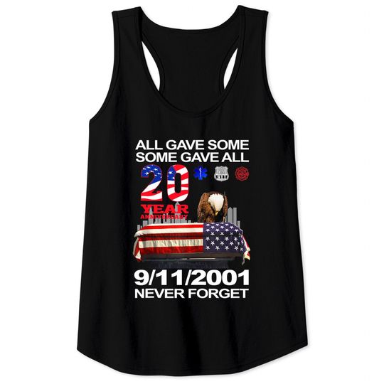 Discover Never Forget 9-11-2001 20th Anniversary Firefighters Tank Top
