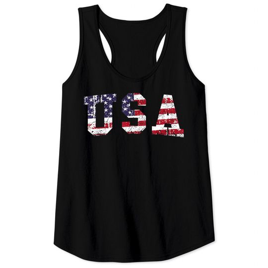 Discover USA Tank Top Patriotic 4th of July Tee American Flag Vintage Tank Top