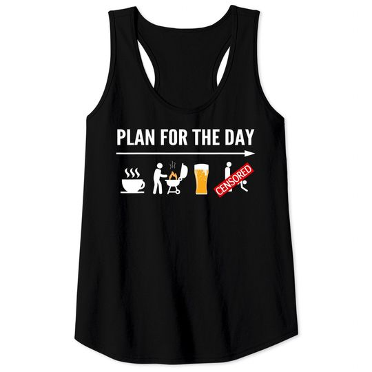 Discover Funny BBQ Tank Top For Men Coffee, Grilling, Beer Adult Humor Tank Top