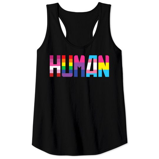 Discover HUMAN LGBT Flag Gay Pride Month Rainbow Tank Top