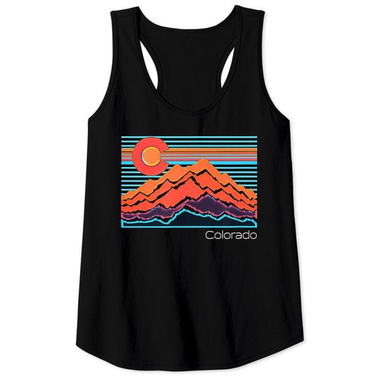 Discover Vintage Colorado Mountain Landscape and Flag Graphic Tank Top