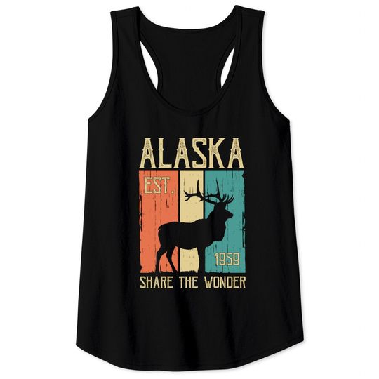 Discover Vintage Sports Design Alaskan Elk for Alaska Day Tank Top