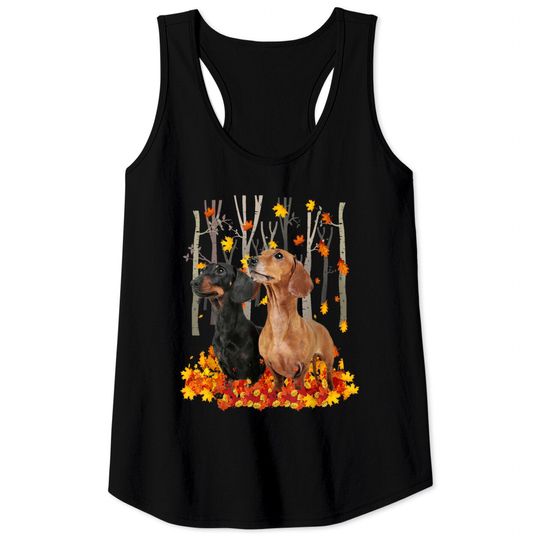 Discover Hello Autumn Maple Dachshund Leaf Fall Cute Dachshund Tank Top