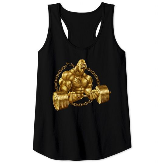 Discover Gorilla Weightlifting Gold Beast Bodybuilding Gym Fitness Pullover Tank Tops