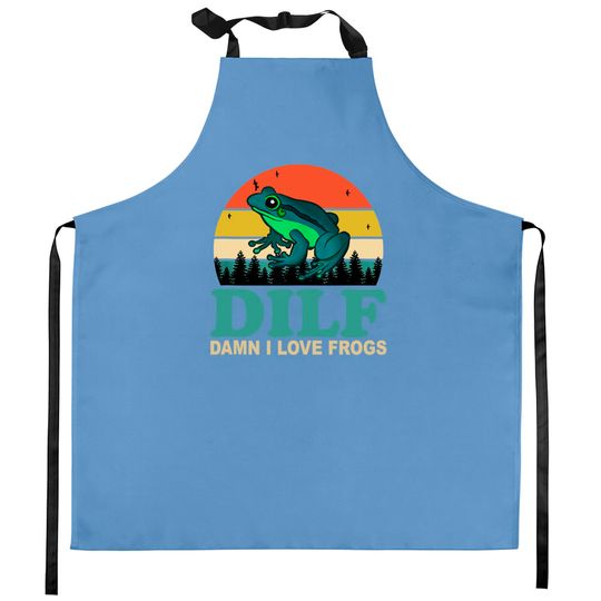 Discover DILF-Damn I Love Frogs Funny Saying Frog-Amphibian Lovers Kitchen Aprons