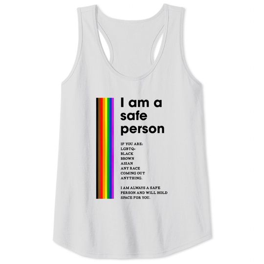 Discover I am a Safe Person LGBTQ Ally Safe Space Pride Rainbow Flag Tank Tops
