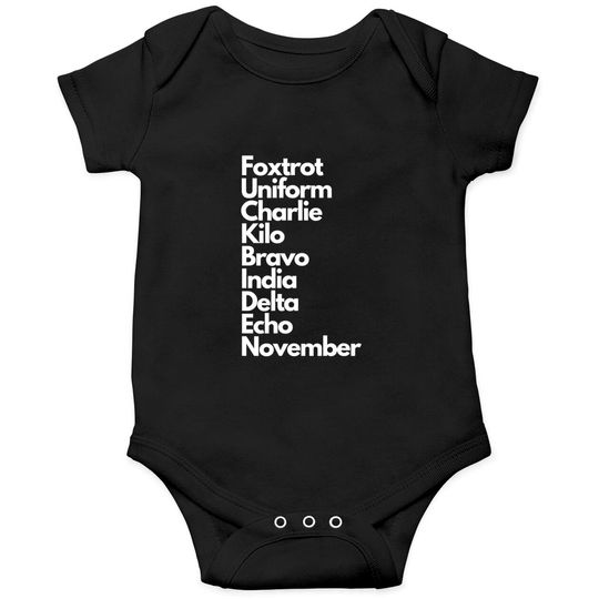 Discover Foxtrot Uniform Charlie Kilo Bravo India Delta Echo Nov Onesie