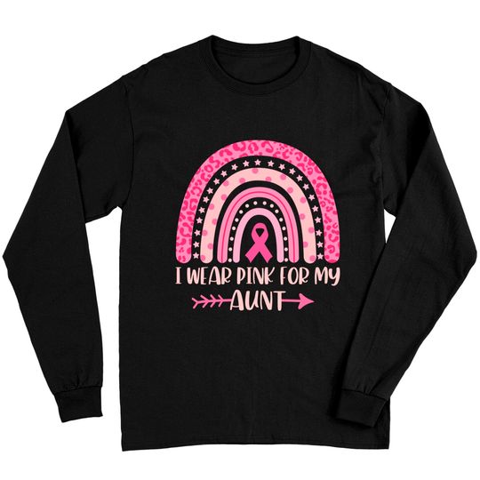 Discover Breast Cancer Rainbow Leopard I Wear Pink for My Aunt Kids Long Sleeves