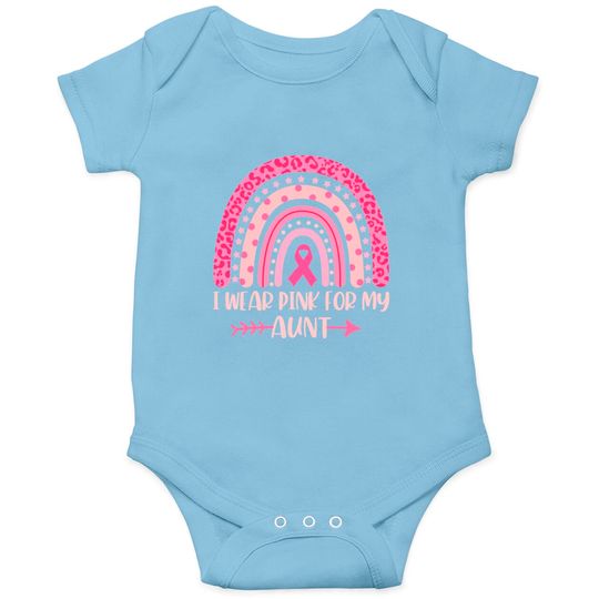 Discover Breast Cancer Rainbow Leopard I Wear Pink for My Aunt Kids Bodysuits