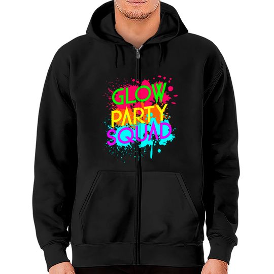 Discover Glow Party Squad Funny Halloween Group Zip Hoodies