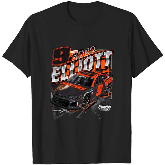 Discover Checkered Flag Chase Elliott Hooters Competition #9 T-Shirt Gray