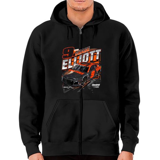 Discover Checkered Flag Chase Elliott Hooters Competition #9 Zip Hoodies Gray
