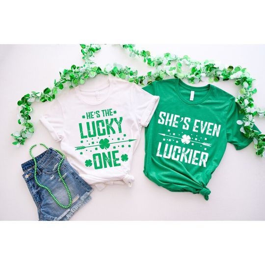 Discover St. Patrick Day His And Hers Shamrock Lucky Couples Matching T-Shirts
