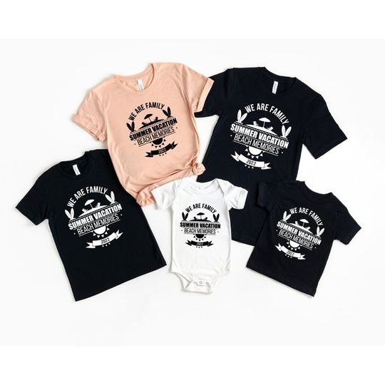 Discover We Are Family Summer Vacation Beach Memories Matching T-Shirts