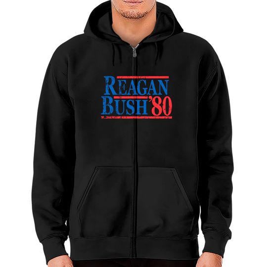 Discover Vintage Ronald Reagan George Bush 1980 Zip Hoodies