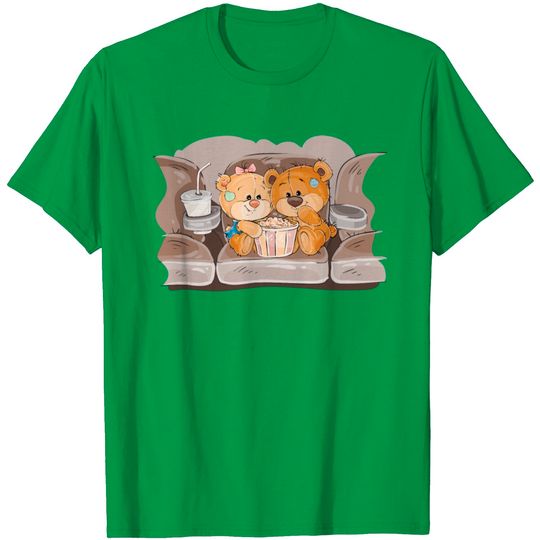Discover Couple Bears Love Sofa Popcorn Cola Animal T Shirt