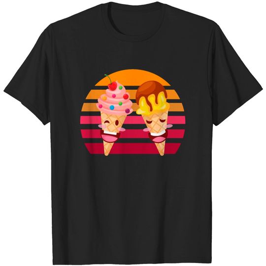 Discover Soft Ice Cream And Ice Ball Sunset T Shirt