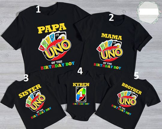 Discover Custom Uno Birthday Family Matching Shirt
