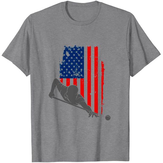 Discover Billiard Cue Sports Pool Billiards Stick Ball USA T Shirt