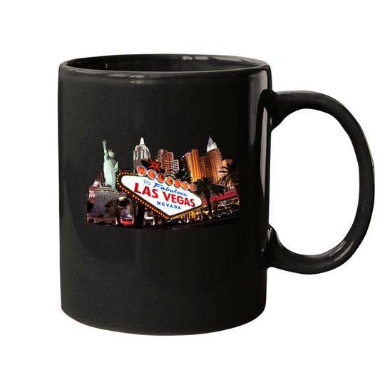 Discover Las Vegas Famous Sign Strip Building Skyline Souvenir Gift Mugs