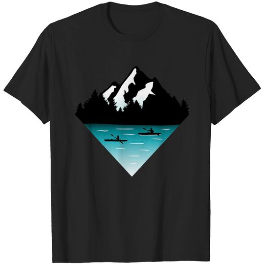 Discover Kayakers, Forrest And Mountains - Canoeing T Shirt