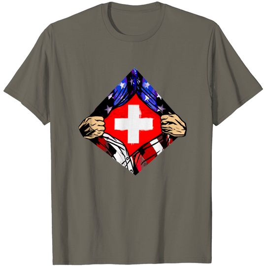 Discover USA Switzerland Flag American Schweiz Roots USA T Shirt
