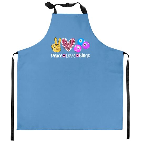 Discover Peace Love Bingo Funny Bingo Lover Kitchen Aprons